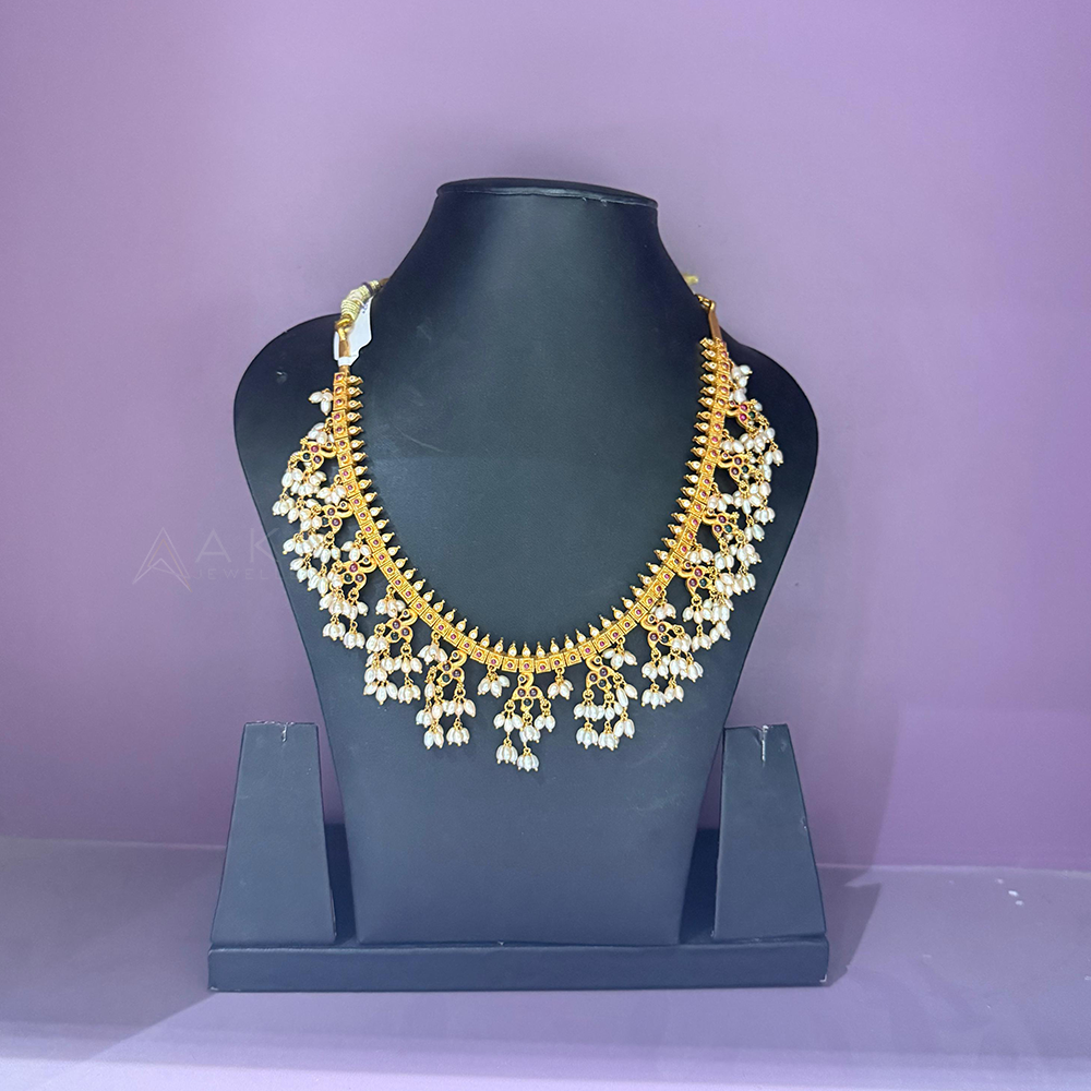 Elegant Rice Pearl Jhumka Necklace