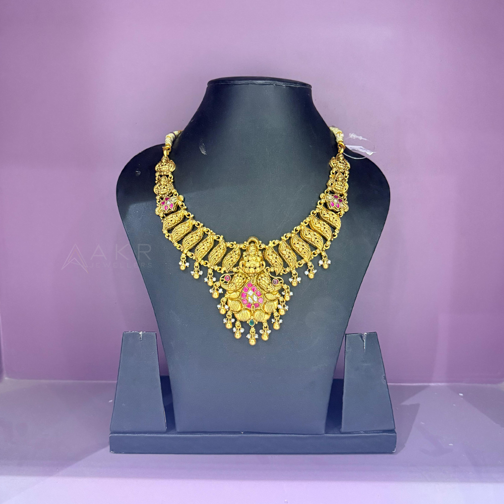 Lakshmi Devi Pink Stones Necklace