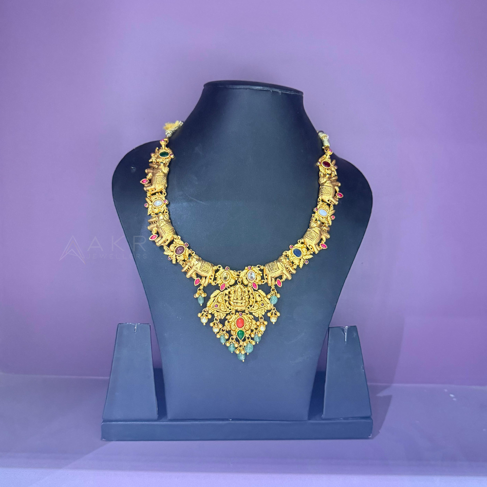 Multi-Elephant Necklace with Lakshmi Pendant