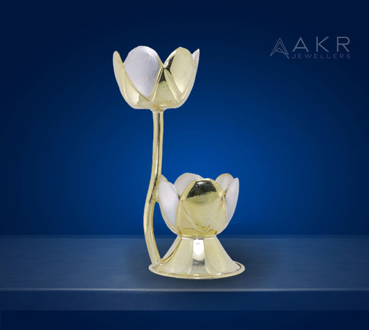 Ganga jamuna silver gold coated stand